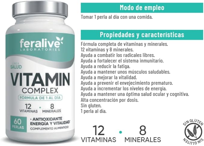 Vitamin Complex 60 Perlas – Fórmula Completa de 12 Vitaminas y 8 Minerales